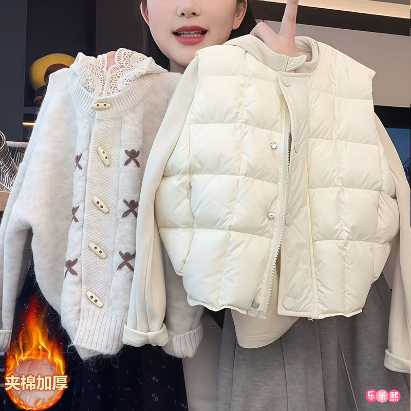 女童羽绒棉马甲2025新款秋冬款豆腐奶包校服神器坎肩内搭外穿轻薄