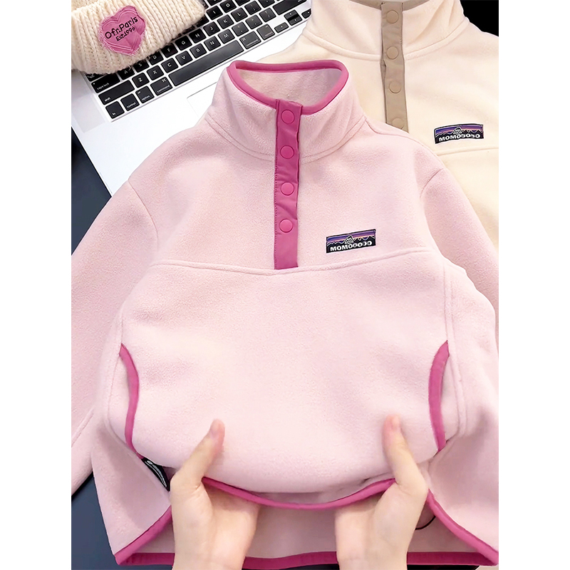 女童加绒卫衣秋冬装2025新款儿童校服神器韩版女孩摇粒绒外套洋气