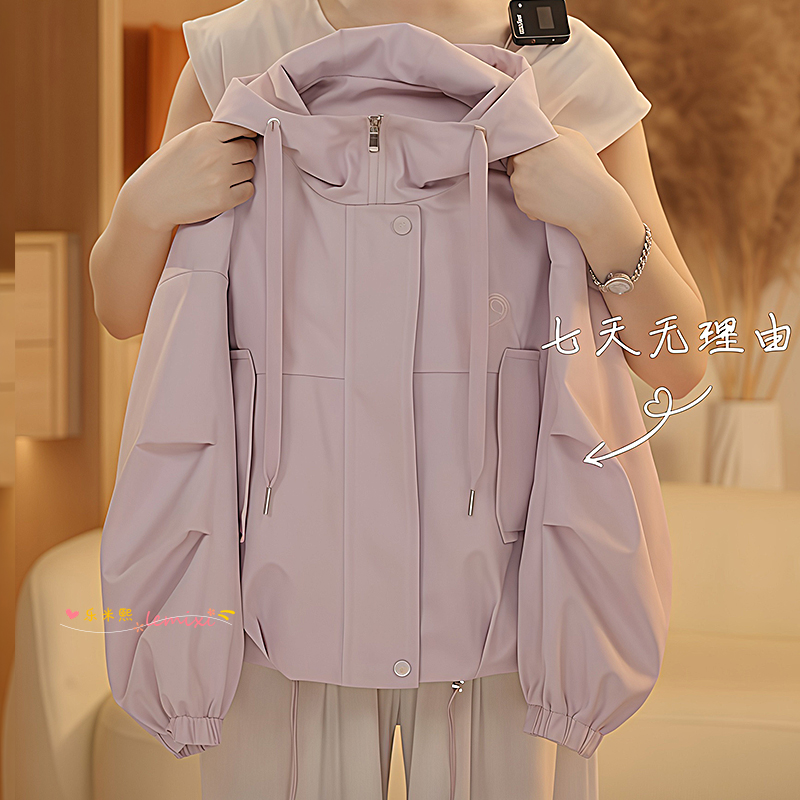 女童连帽软壳冲锋衣外套春秋2025新款拉链衫初中生夹克开衫防风衣