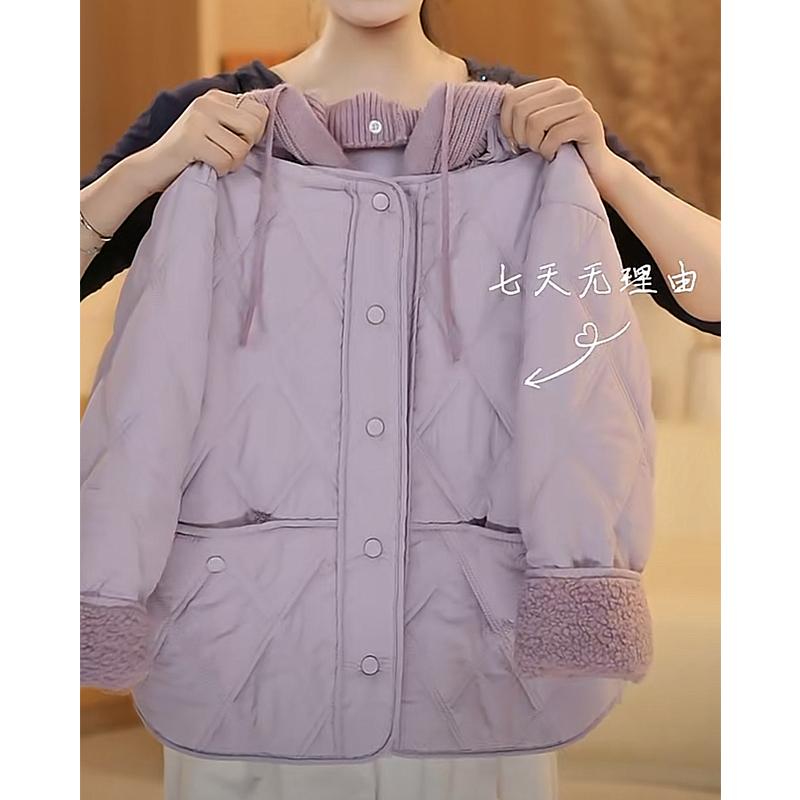 女童毛线帽加绒棉衣2025冬款中长款初中生加厚羽绒棉服派克服棉袄