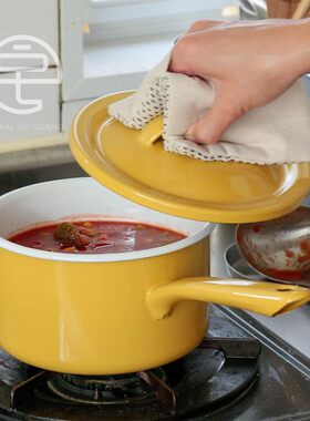 日本进口月兔印珐琅搪瓷单柄小奶锅炖锅宝宝辅食锅家用泡面汤锅