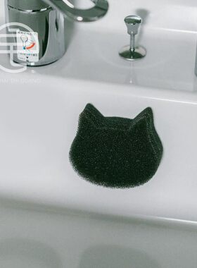 日本原装进口小久保猫咪形双面清洁海绵擦黑白猫家用魔力擦两只装