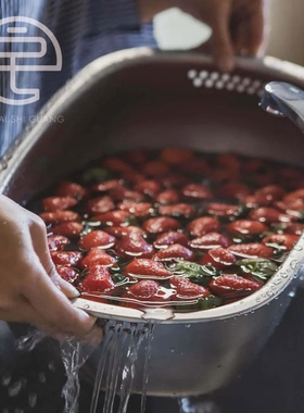 日本制 方形不锈钢大容量沥水篮洗菜洗碗盆方形家用水槽式洗菜篮