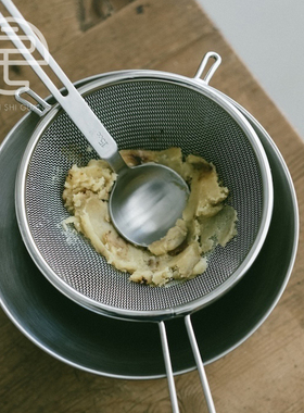 日本制原装食品级18-8不锈钢过滤网漏网捞勺隔渣超细网挂耳家用