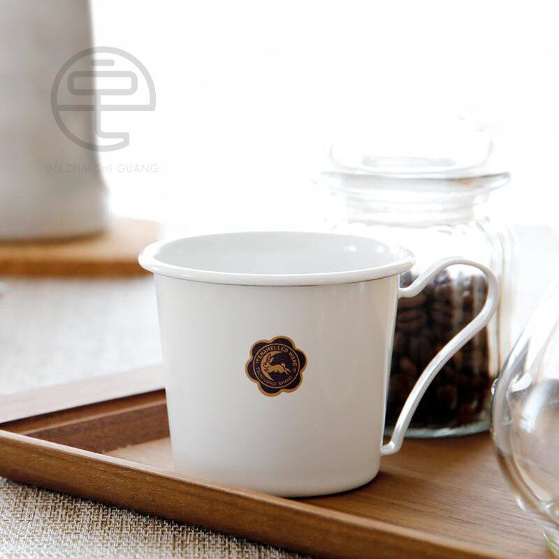 日本进口月兔印搪瓷珐琅马克杯家用水杯咖啡杯白色300ml