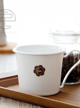 日本进口月兔印搪瓷珐琅马克杯家用水杯咖啡杯白色300ml