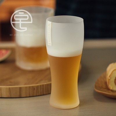 来自日本八千代。磨砂质感佐佐木原装进口玻璃高脚啤酒杯扎啤杯