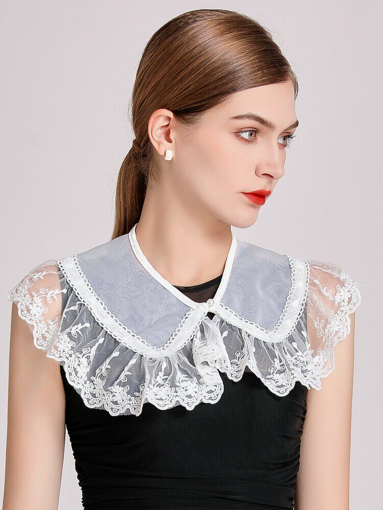 FALSE COLLAR LADIES CHIFFON STITCHED LACE SMALL SHAWL AGE REDUCTION MULTI-FUNCTIONAL DECORATION FALSE COLLAR VERSATILE FAKE COLLAR SHOULDER