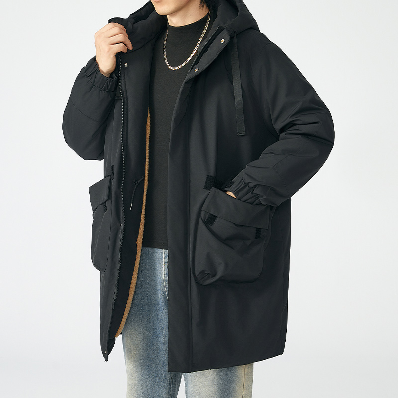 340斤大码冬季加绒加厚中长款棉衣加肥加大胖子工装外套保暖棉服