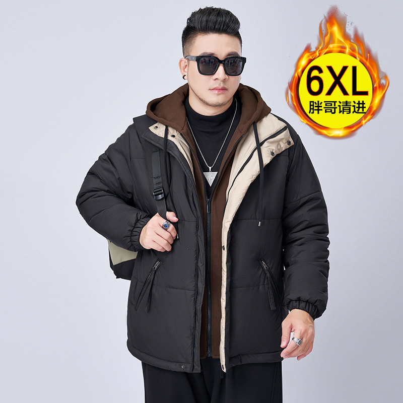 胖子冬季加厚保暖棉衣加肥加大御寒外套大码男士青年潮流宽松棉服