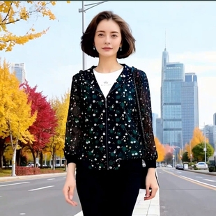 锦依罗专柜正品新款中年女春秋装台湾纱带帽拉链外套时尚气质妈妈