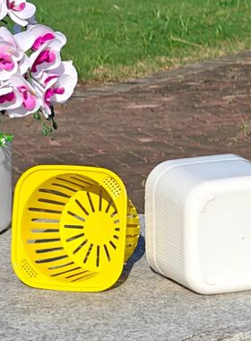 方形竖纹加厚简约双层水土培懒人绿植多肉花卉盆栽桌面摆件塑料盆