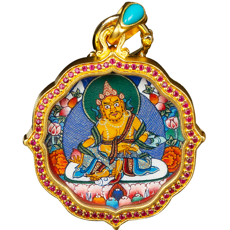 吉祥唐卡仁青才讓手繪唐卡嘎烏盒吊墜文殊財(cái)神度母項(xiàng)鏈吊墜