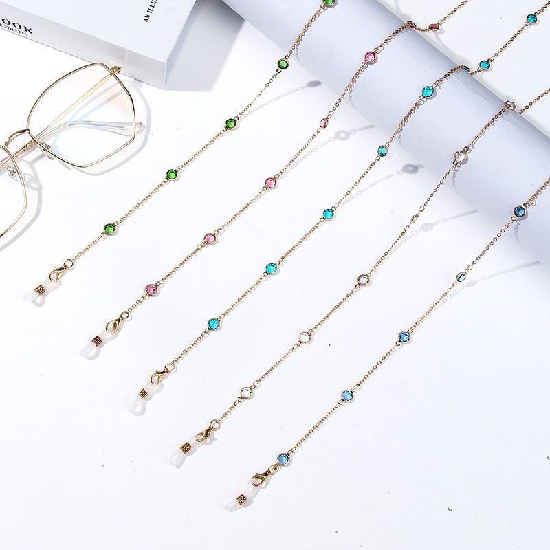 欧美满天星玻璃连接手工链眼镜链口罩链配饰防滑防丢耳机金属链