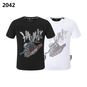 2023SS短袖T恤男装qp78骷髅嘻哈烫钻pp欧洲潮流时尚夏天修身shirt