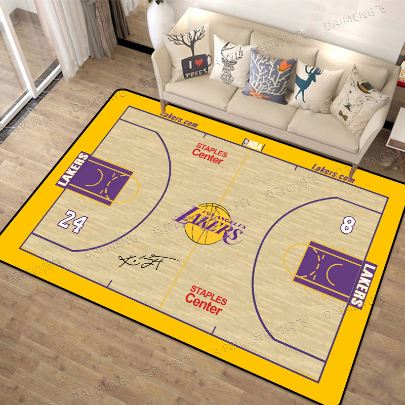NBA创意篮球地毯客厅湖人勇士火箭队寝室卧室卡通床边地垫可定制