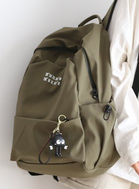 NR军绿色大容量双肩包女背包男书包登山包通勤轻便旅游双肩背包