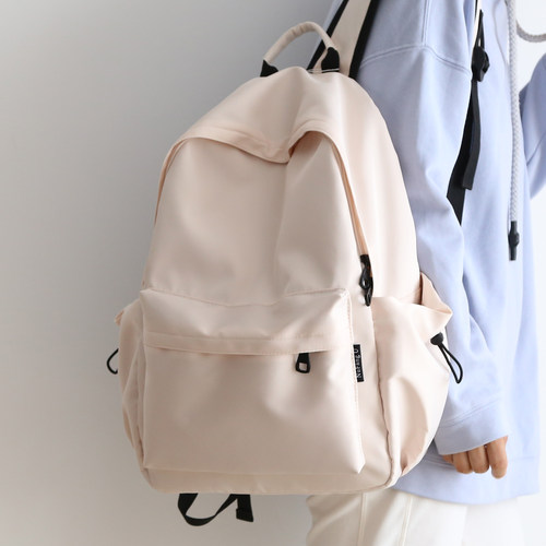 百搭纯色双肩包书包旅游双肩背包