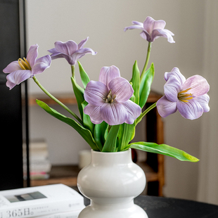 仿真花全开郁金香绢花假花客厅摆件装 饰花摆件摆设花卉花艺24新款