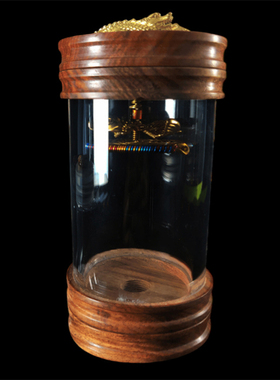 罐王•S121•透梨栖鸣•徐一舟草花梨铜蒙心双鱼簧蝈蝈罐60*125