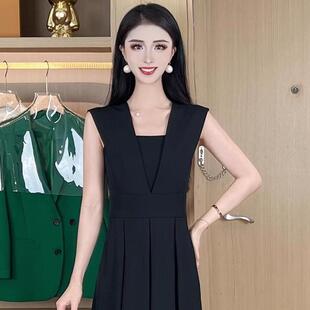 时尚连体裤套装女夏装2025新款洋气显瘦高级感收腰背带阔腿裤裙子