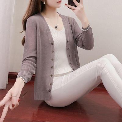 冰丝短款针织衫女2025夏季新款外搭开衫宽松长袖防晒衣披肩薄外套