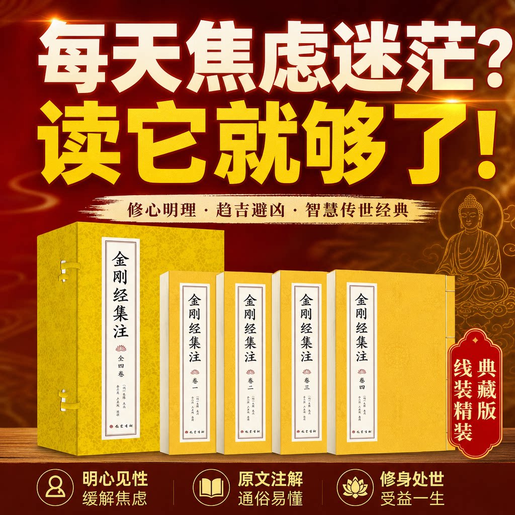 金刚经集注线装典藏全四卷汇集十八家注疏精华传统线装配函套装帧古朴雅致版式疏朗国学佛家经典收藏研读佳品佛家文化珍藏研习典籍