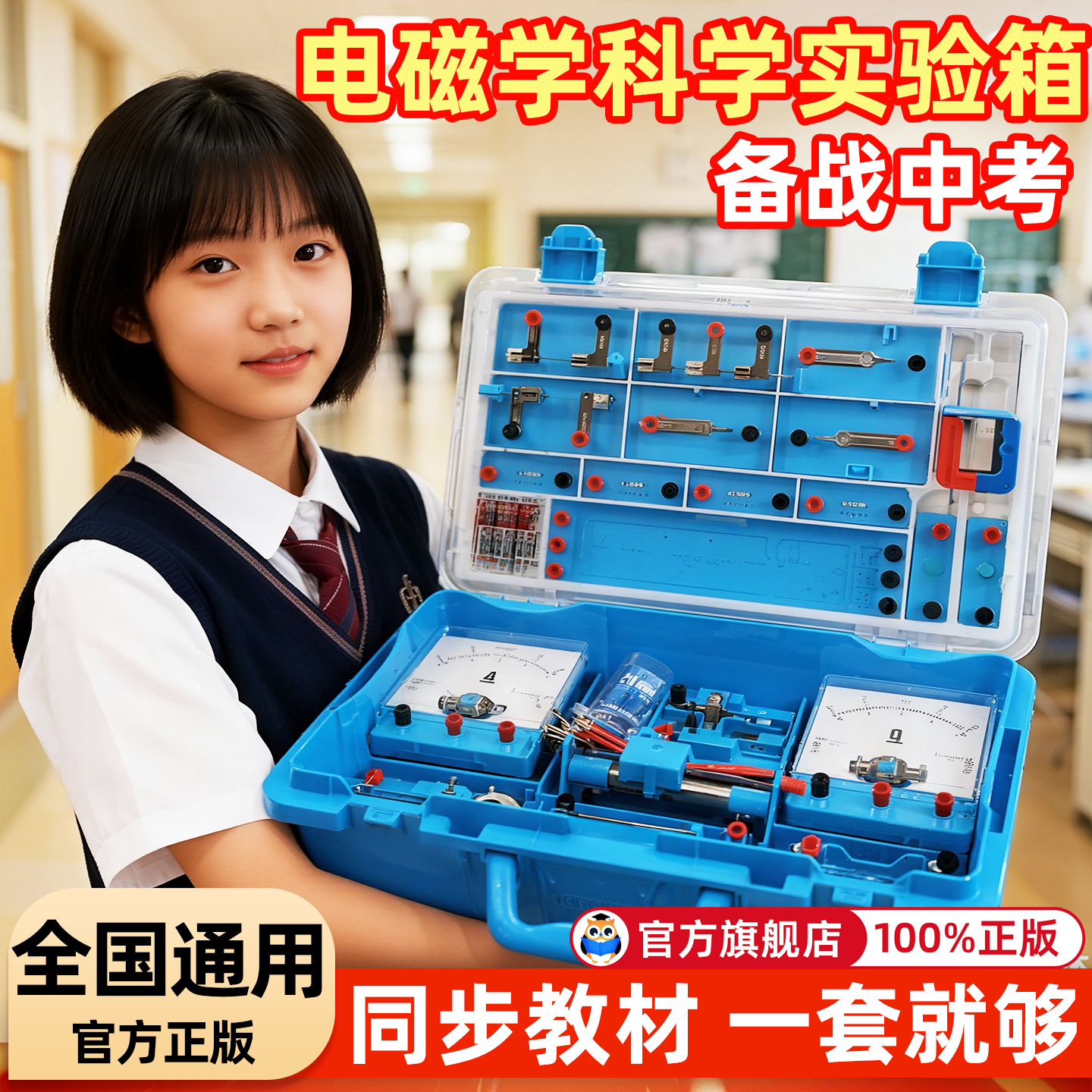 初中电学实验箱物理实验器材全套初三电磁学电路初二中考九年级人教版八年级初中生力学光学沪科版实验盒套装