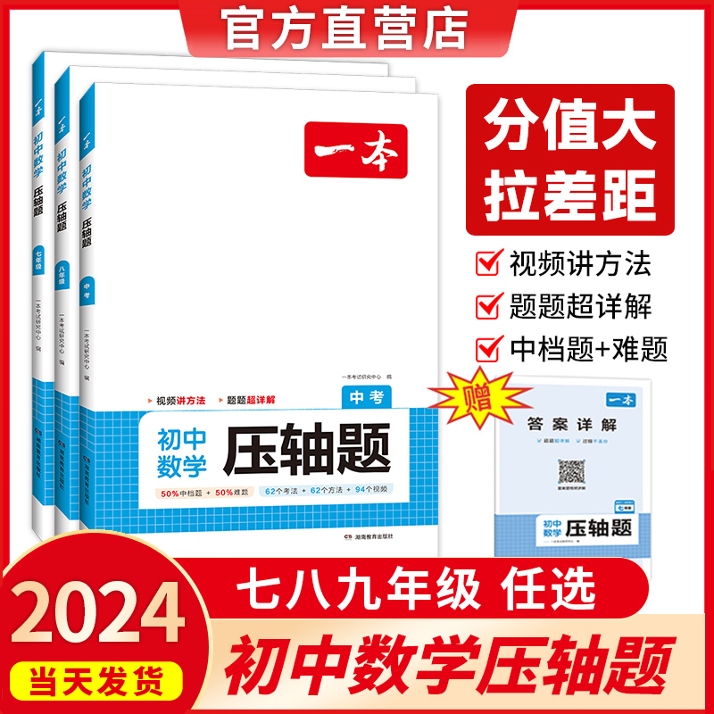 2024一本七年级数学压轴题初中数学题型专项训练 初一初二初三中考计算题满分训练七八年级九年级人教版北师大上册下册教辅资料书 书籍/杂志/报纸 中学教辅 原图主图