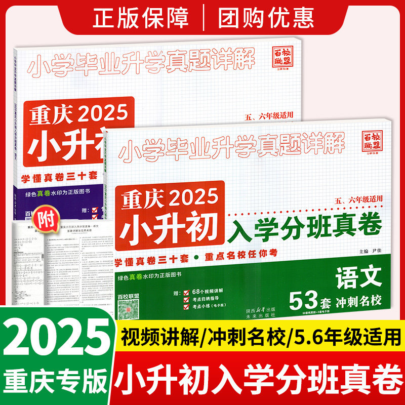 2025重庆小升初入学分班真卷新版百校联盟十大名校小学毕业升学真题详解 小学毕业升学真题详解五六年级分班真题小升初专项训练下