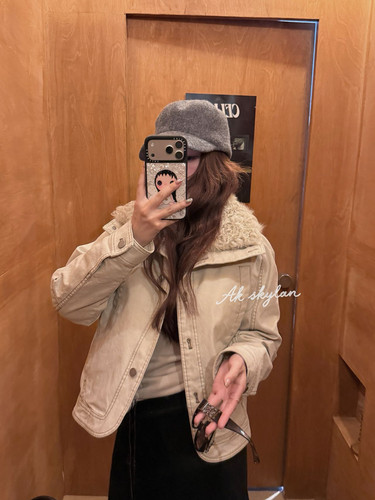 AKskylan羊卷毛可拆卸内胆羽绒服