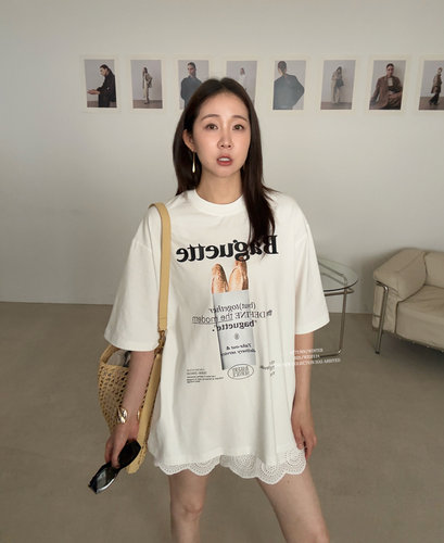 WIDELIA美式卡通字母印花短袖T恤女夏慵懒风宽松显瘦休闲百搭上衣