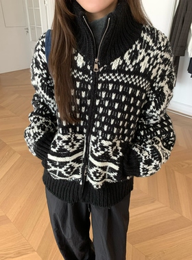 waitmore2025秋冬新款韩版宽松显瘦百搭休闲针织毛衣短外套女