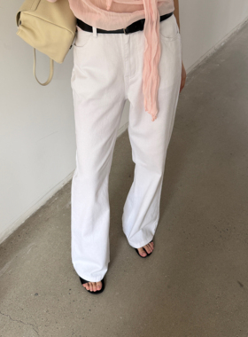 waitmore简约百搭垂感白色牛仔裤女2026夏季休闲显瘦直筒阔腿裤子