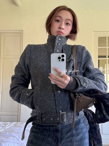 AKskylan短款外套女休闲夹克上衣
