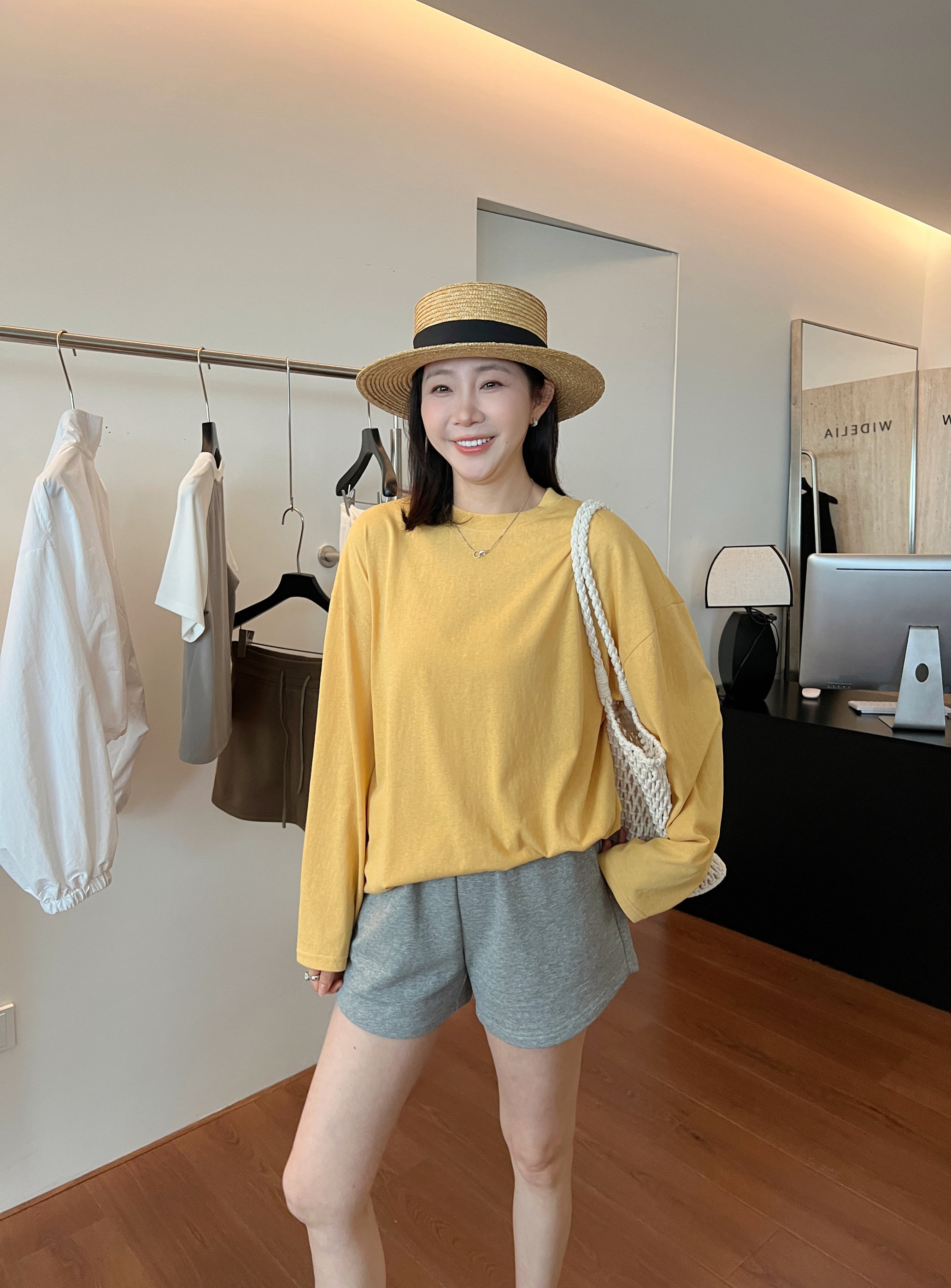 widelia свободная простая солнцезащитная футболка с круглым воротом 2026 летняя свободная мягкая дышащая универсальная повседневная женская блузка