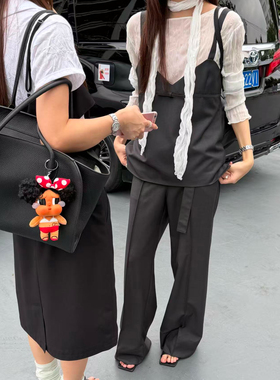 waitmore2026年夏季百搭显瘦宽松吊带上衣+休闲裤套装女
