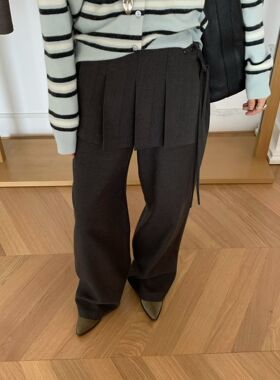 waitmore显瘦两件百褶屁帘裙西装裤女2025年秋冬设计感时尚休闲裤
