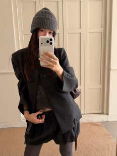 waitmore翻领宽松腰带西装女2026秋冬新款韩系高级感休闲外套