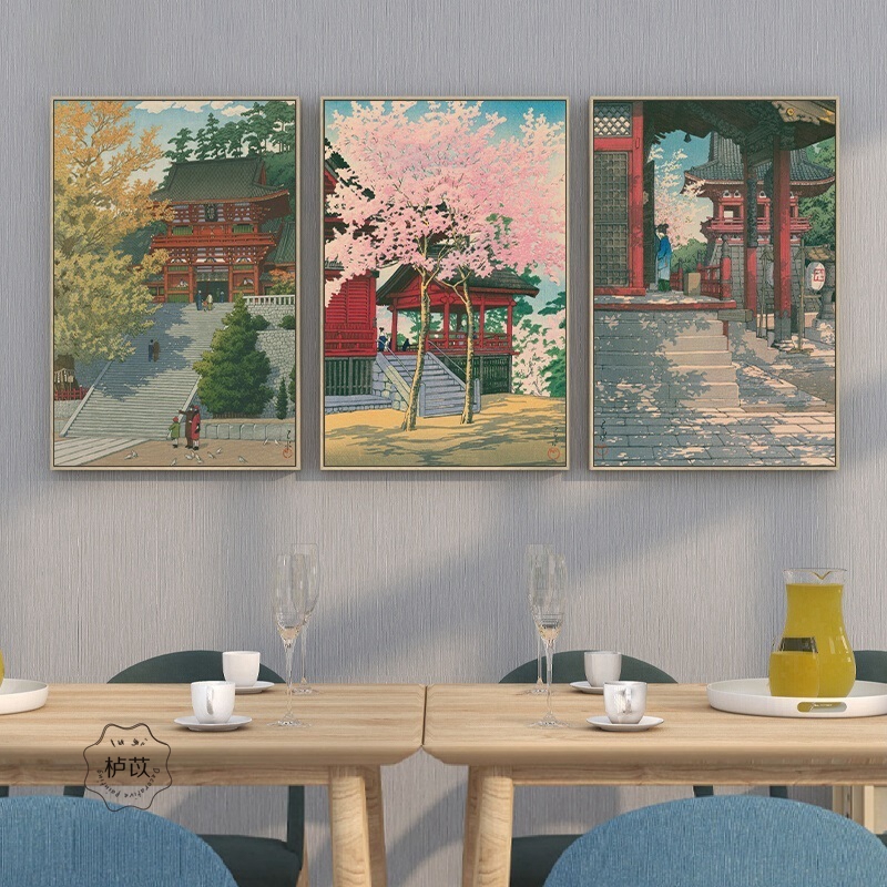 川濑巴水日式客厅玄关装饰画饭店餐厅壁画浮世绘风景书房卧室挂画