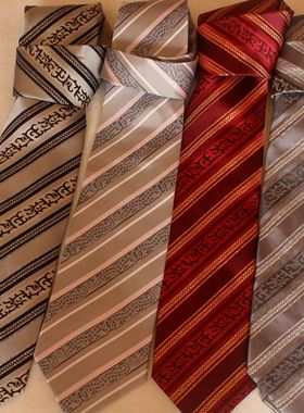 新款南京云锦研究所 吉祥云锦 黄色斜纹纳米真丝云锦精品领带现货