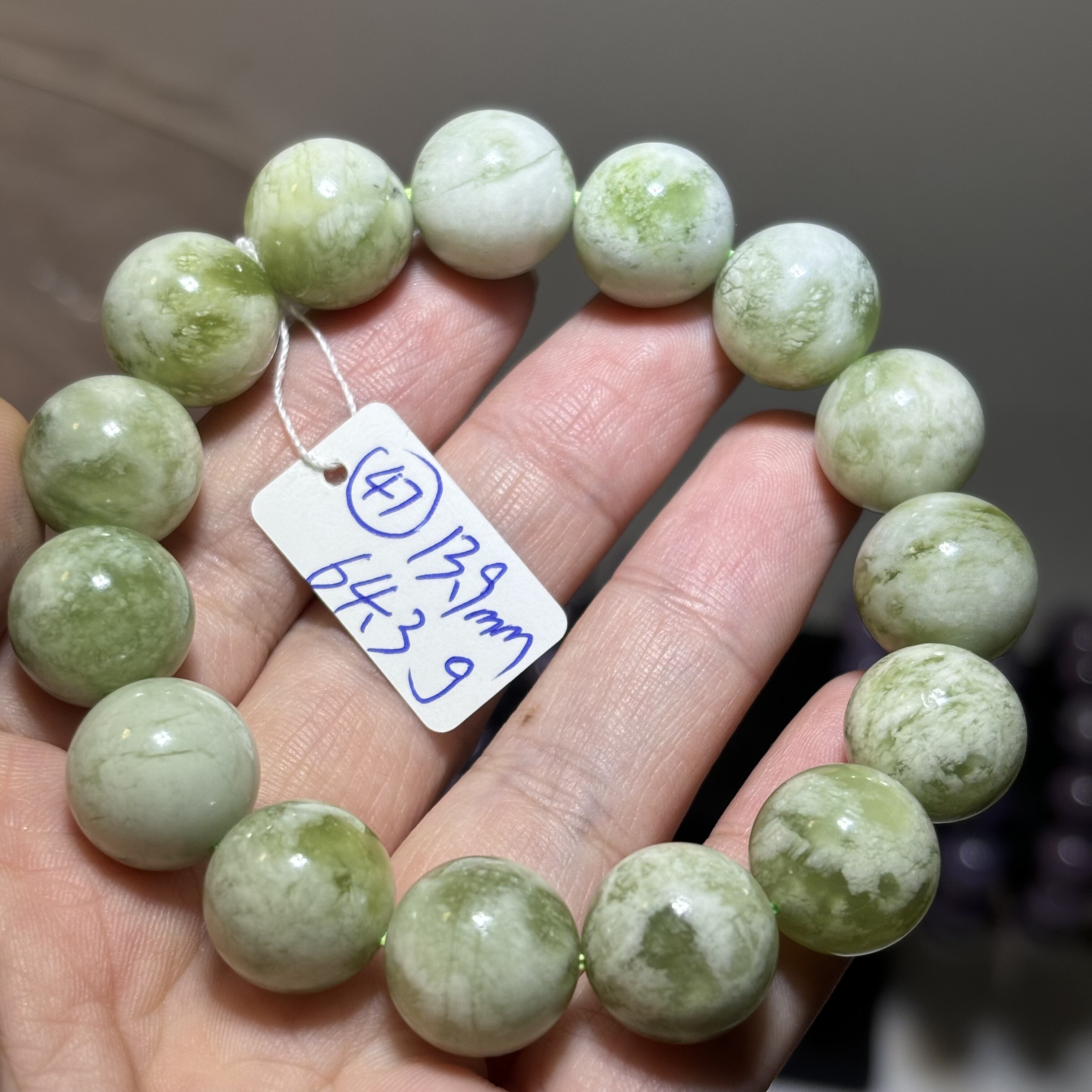 天然岫玉手链青提奶盖大颗粒珠子手串单圈手链一物一图