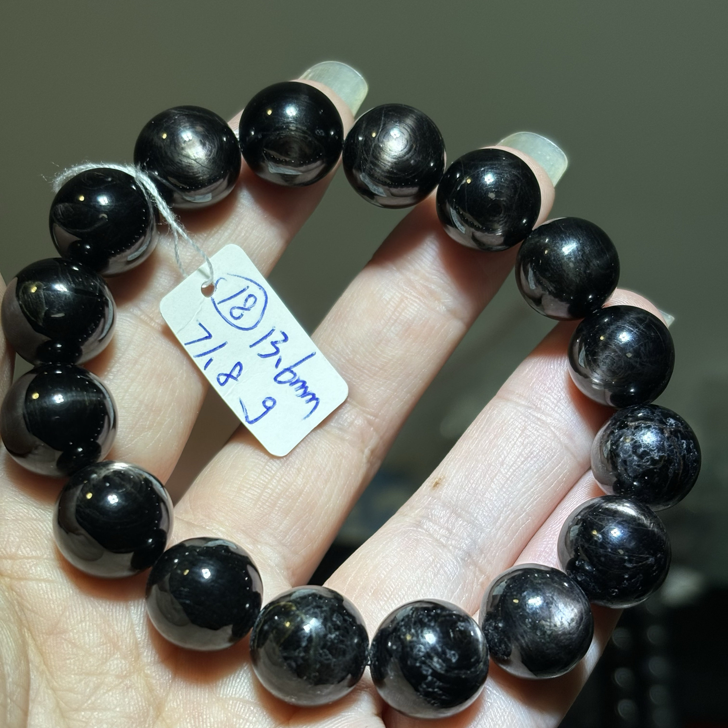 天然金运石手链顽火辉石 大小颗粒都有招财黑银线水晶 一物一图图片