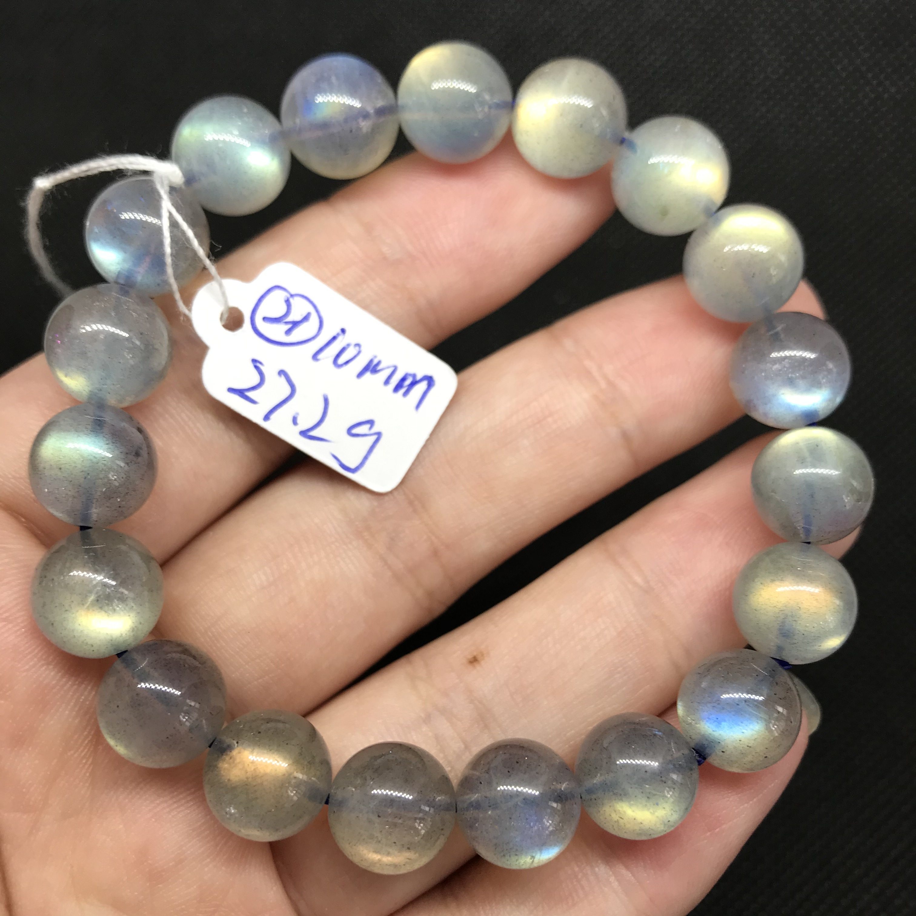 天然灰月光拉长石手串单圈多圈手链 彩光蓝光颗颗有光   一物一图