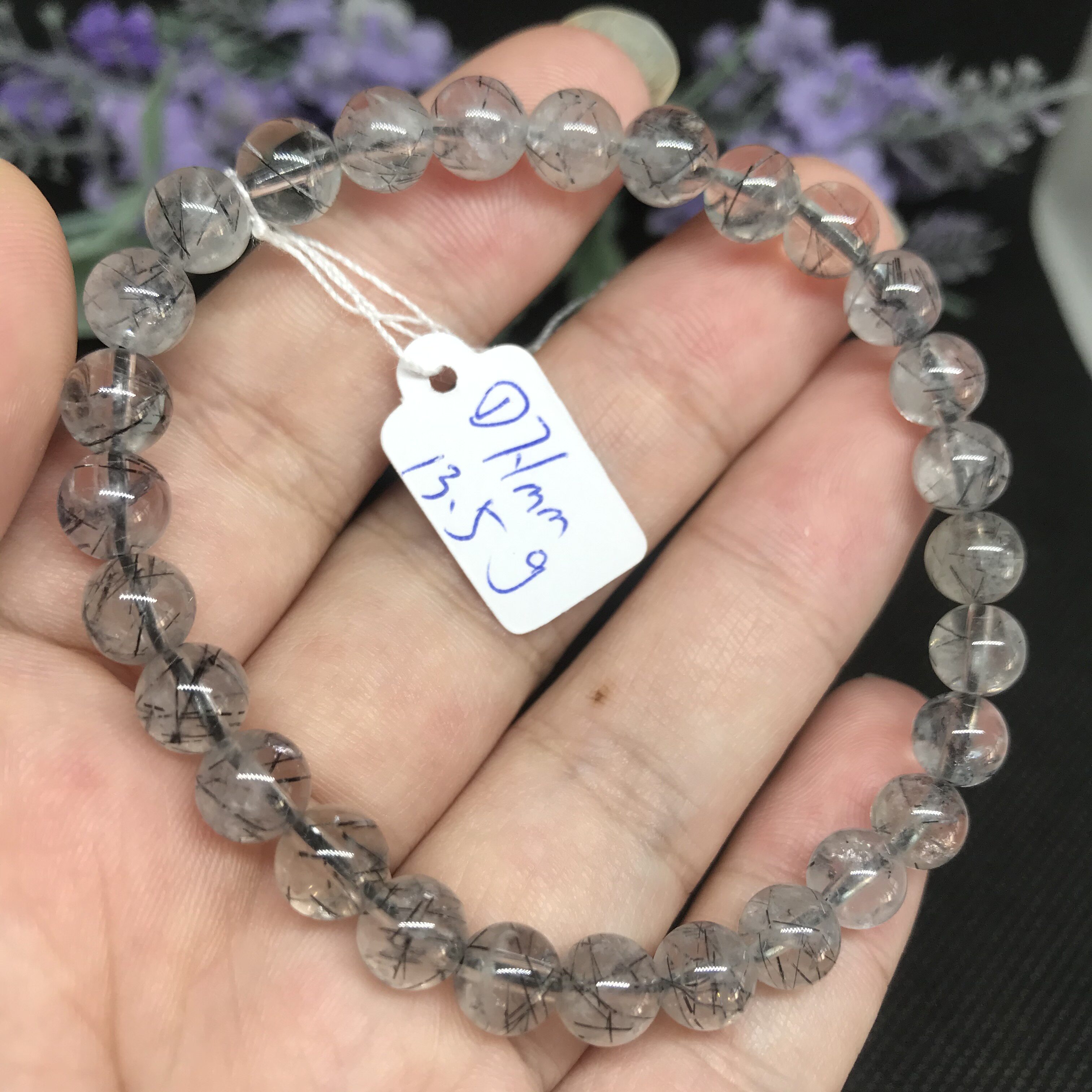 天然黑发晶小颗粒手串  单圈发晶  一物一图