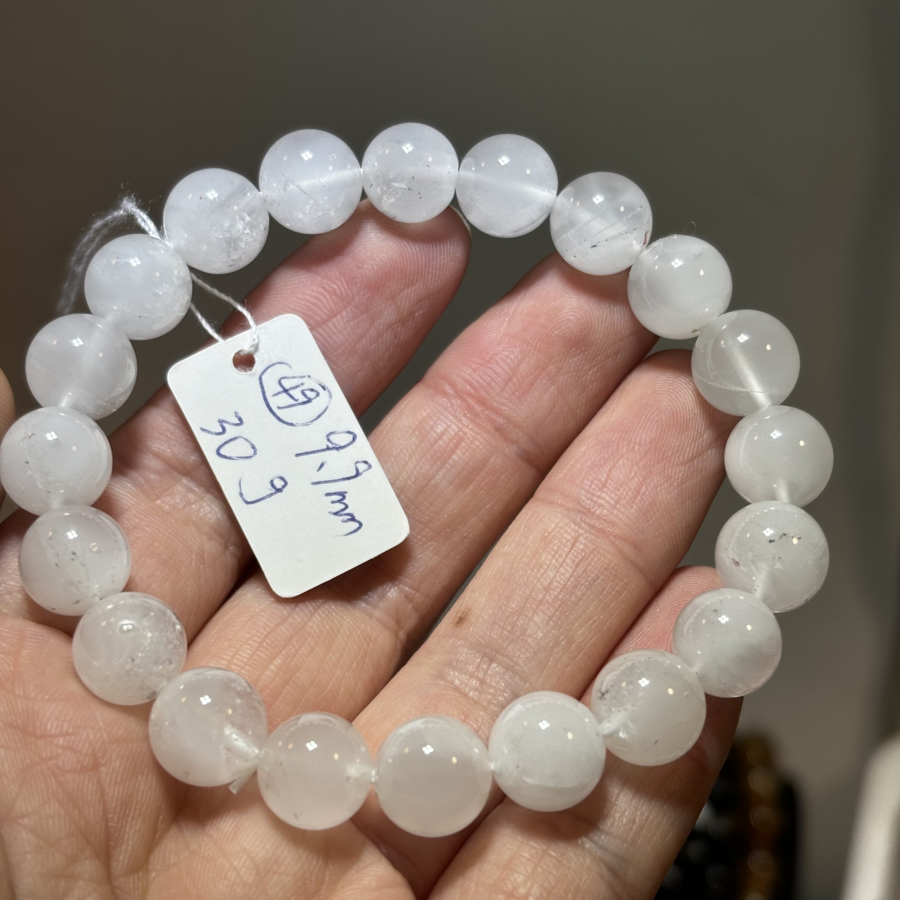清仓！天然白兔毛单圈手链 有小黑点  兔毛水晶  一物一图图片