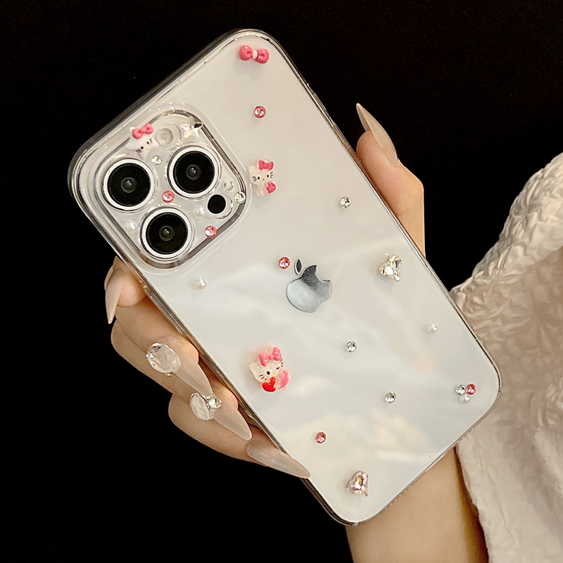 适用苹果16promax手机壳奢华高级感水钻iPhone15保护套14防摔壳13网红超火女款12promax硬壳HelloKitty小香风