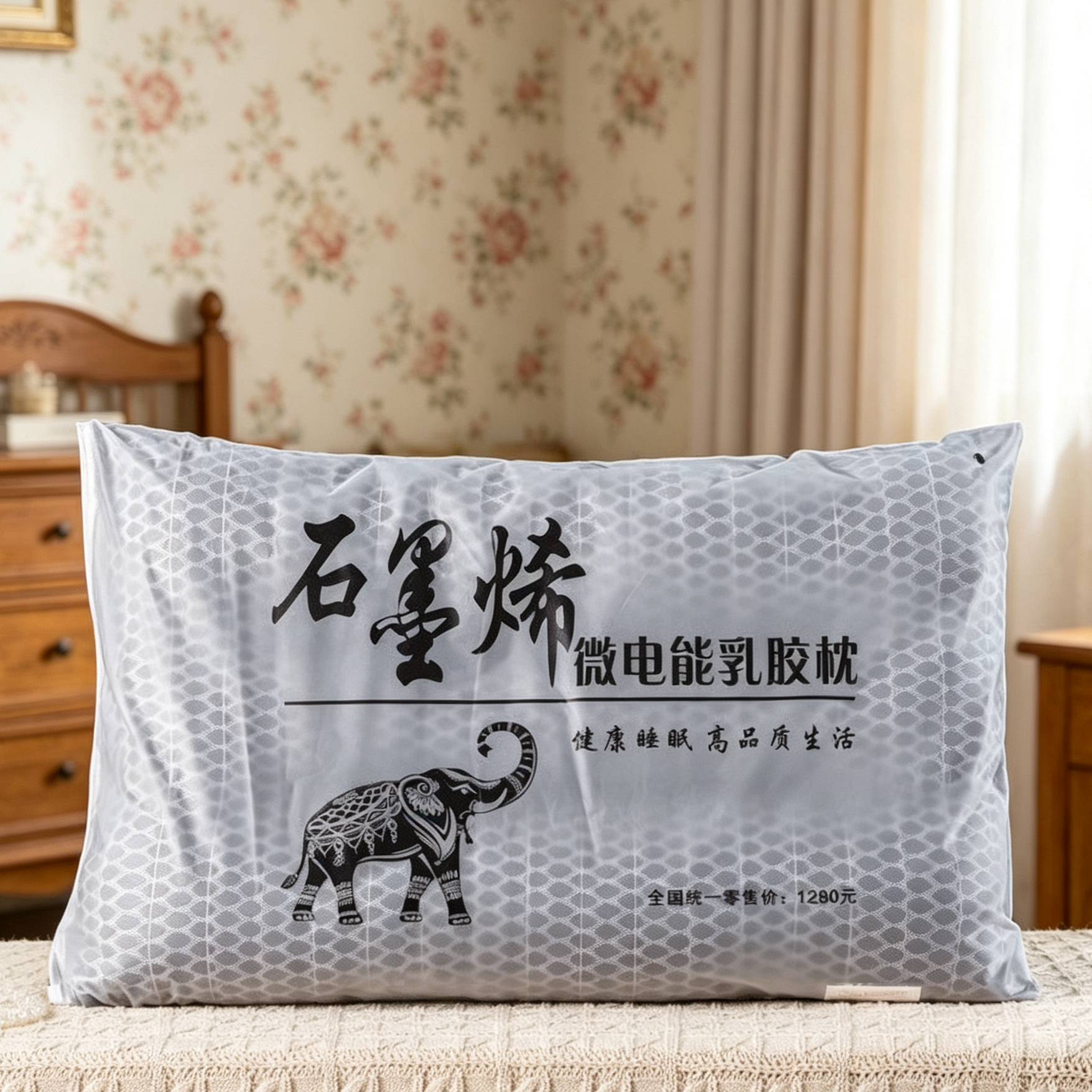 石墨烯纯乳胶颗粒枕芯单人学生宿舍成人家用护颈枕助睡眠枕头枕芯