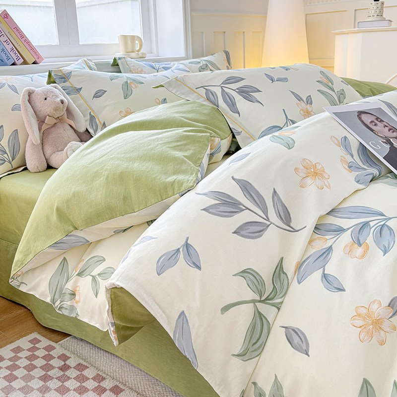 A类母婴级全棉印花四件套床单四件套一字绣工艺款学生宿舍三件套,床上用品,床品套件/四件套/多件套,淘宝优惠券,粉丝福利购,淘宝优惠卷