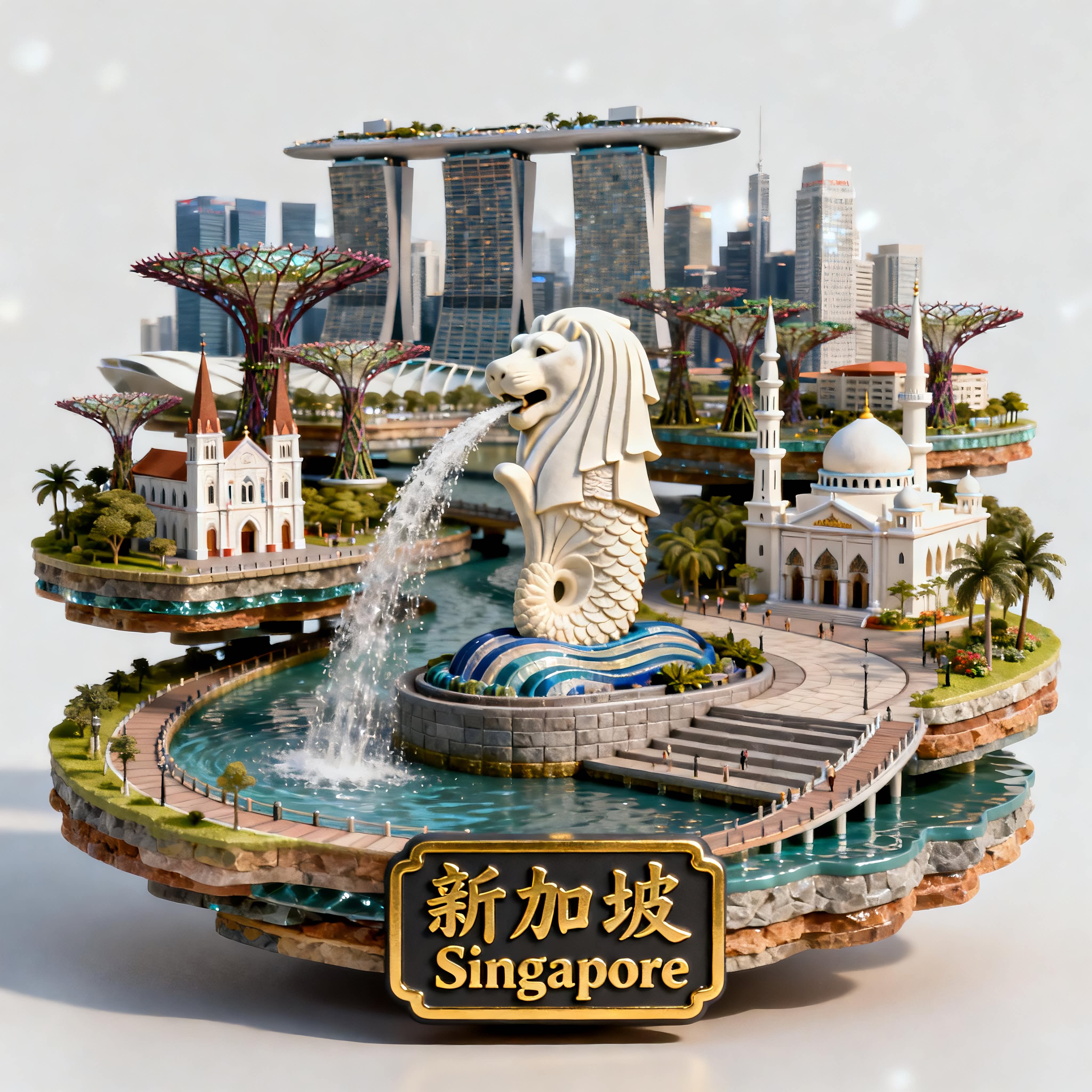 新加坡地标金属3D浮雕冰箱贴